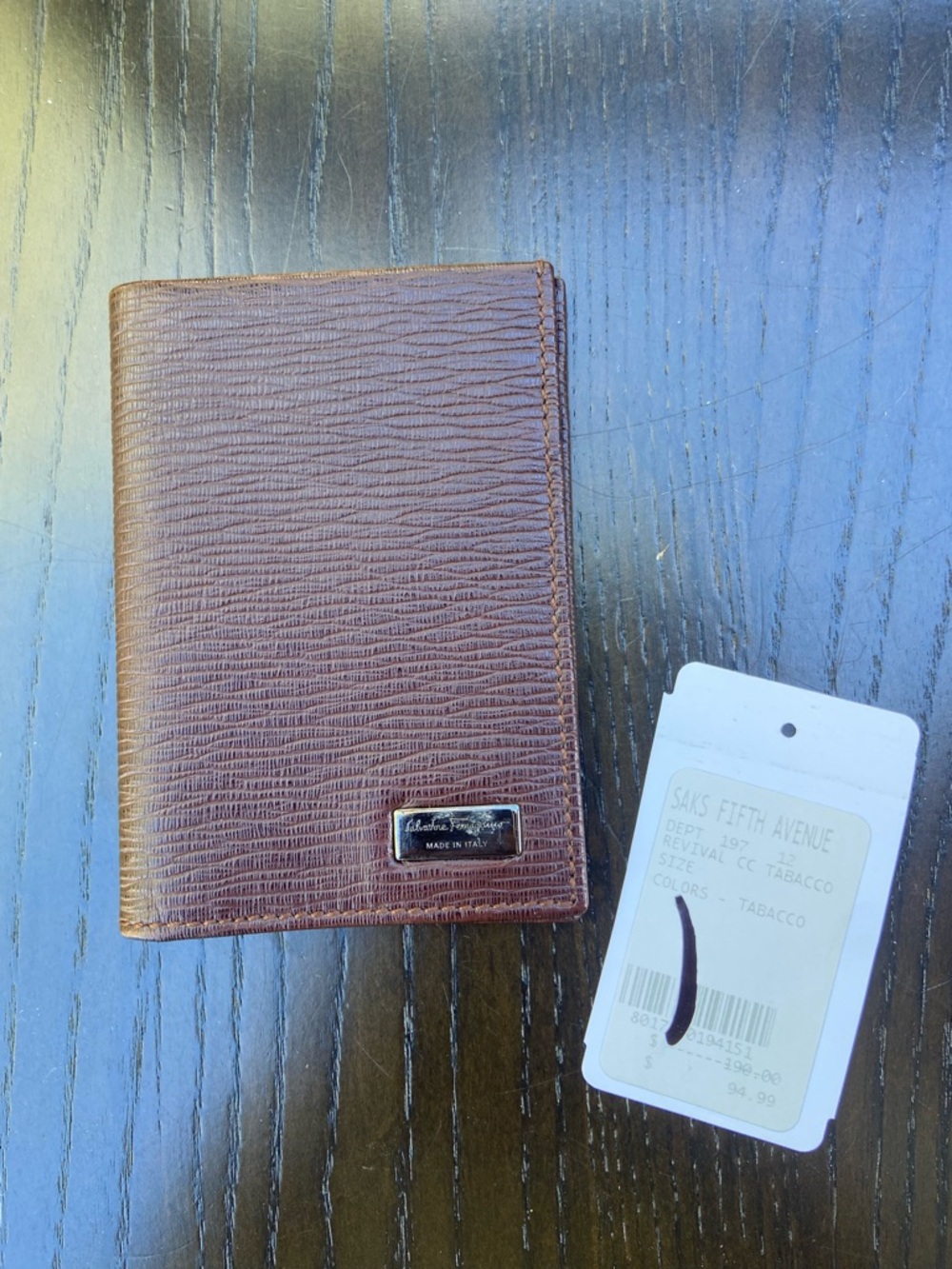 Salvatore Ferragamo brown leather card holder